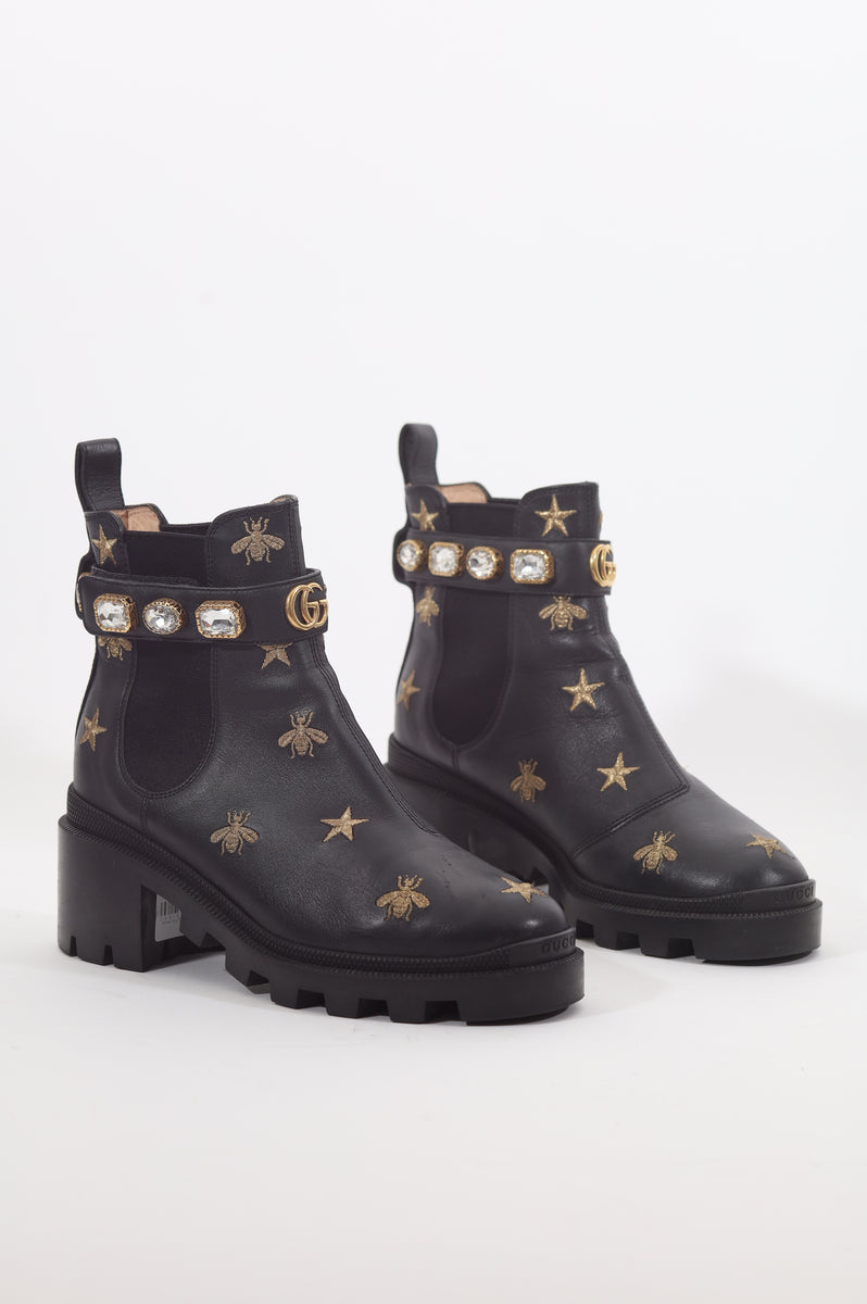 Botines Gucci Star and Bee negro Talla 37.5 RAG